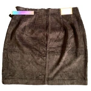 Tinseltown Black Corduroy Skirt with Silver O Ring Front Zipper Size L